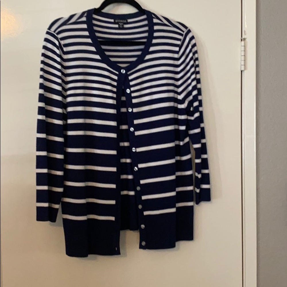 Classic Blue and white stripe cardigan size xxl
